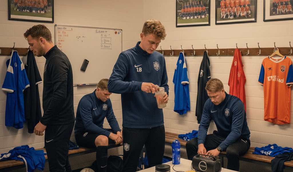 voetbal pre workout kleedkamer